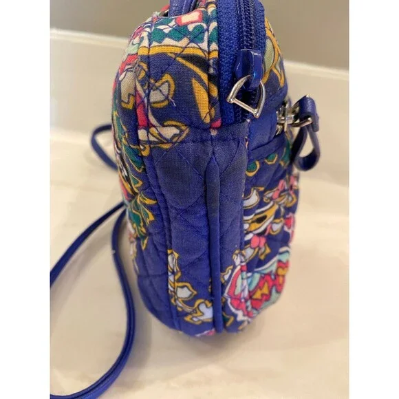 Vera Bradley Crossbody Bag Blue Floral Purse Outside Pocket 3 Credit Card Slots - Picture 4 of 12